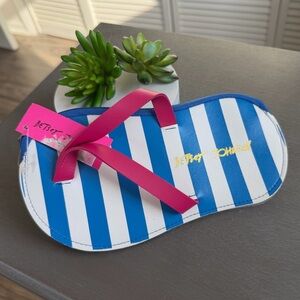Y2K Betsey Johnson Flip Flop Zipper Pouch Comsetic / Pencil Case Pink Blue